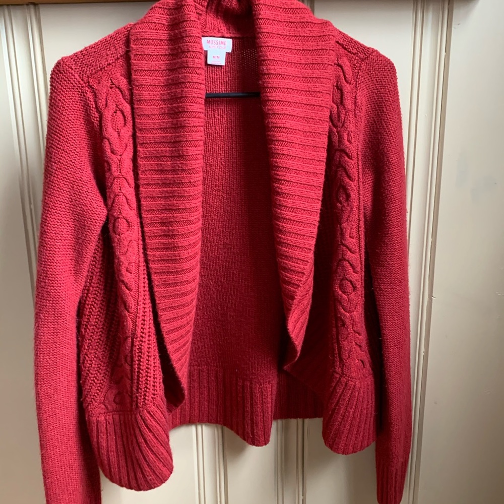 Red Open Front Sweater